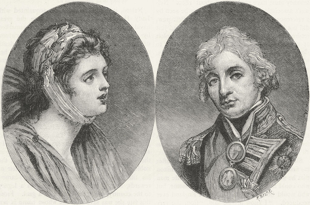 MERTON. Lord Nelson and Lady Hamilton 1888 old antique vintage print picture
